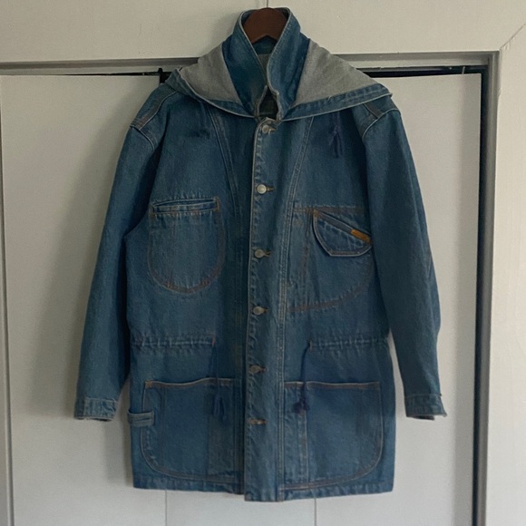 Jordache Two-Tone Blue Denim Jacket with Hood - Picture 1 of 10